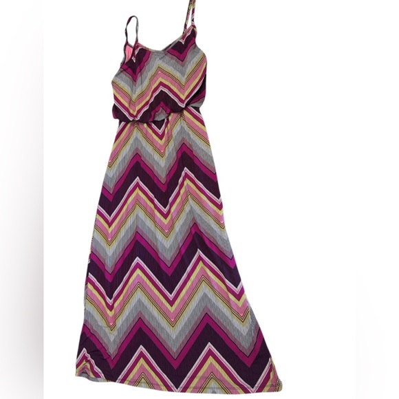 Penningtons feel pretty 3X mint/new condition Pink and Gray Chevron Maxi Dress - Picture 1 of 15